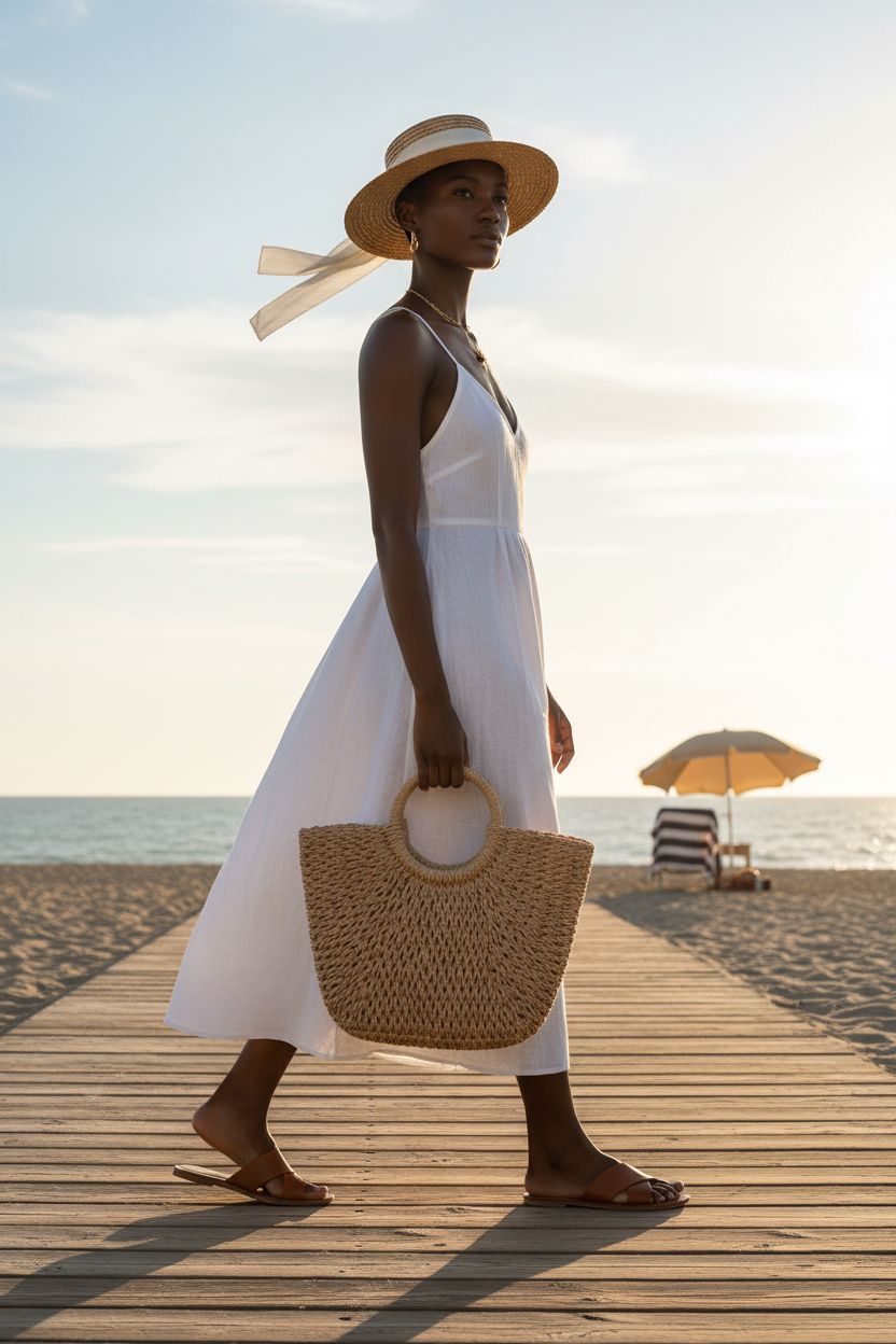 AojSup straw tote bag featuring woven design, perfect for summer beach outings.
