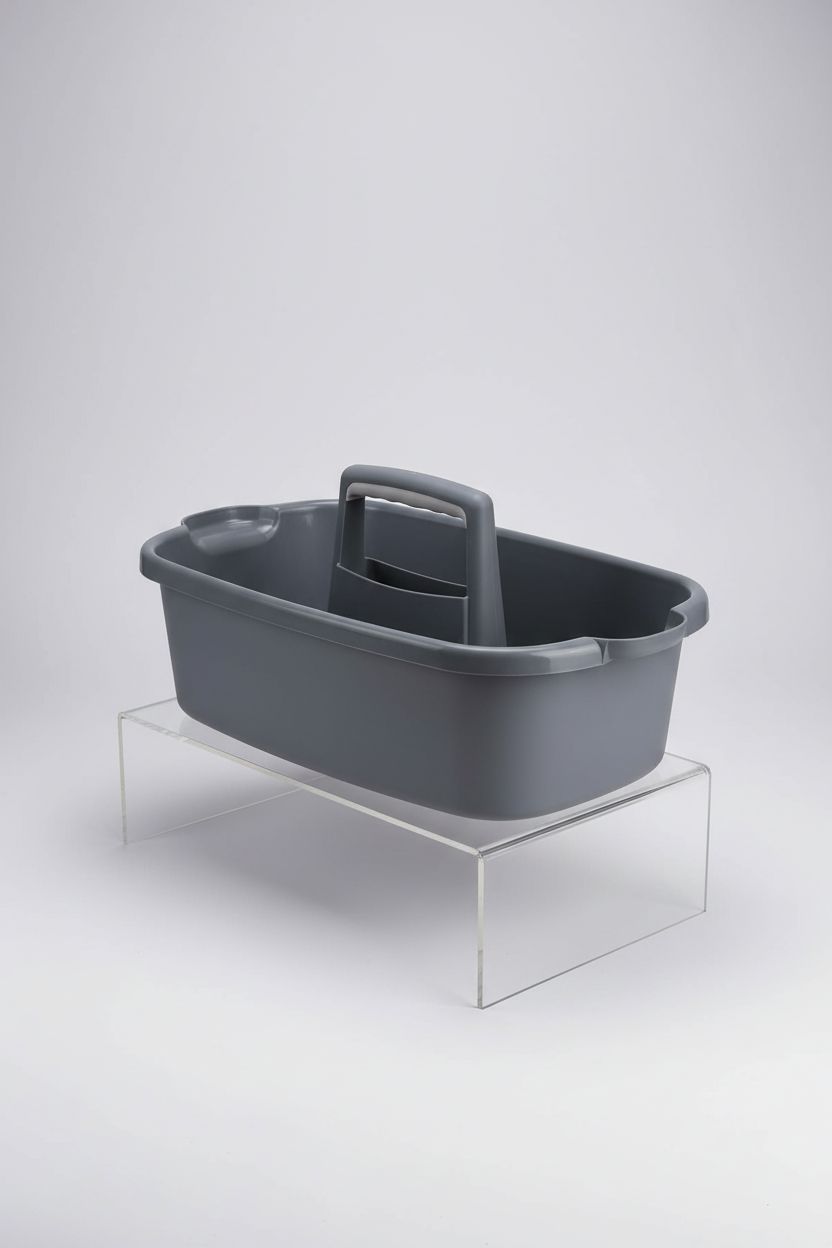 KeFanta gray tote bucket on a minimalist display highlighting its ergonomic design