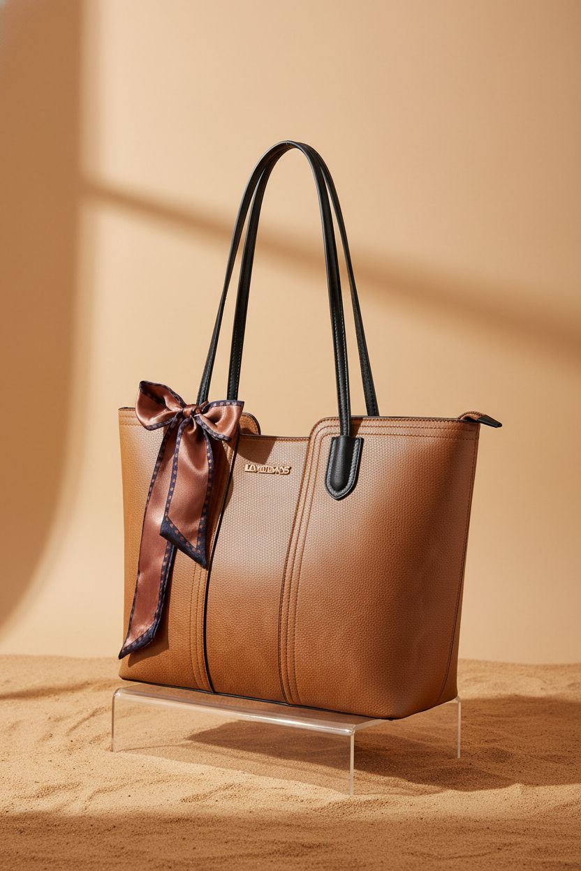 Montana West medium tote bag in brown with detailed stitching and polished hardware, showcasing quality.