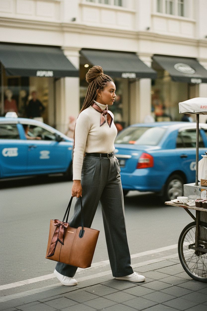 Montana West medium top handle tote bag in brown with chic black handles, ideal for casual outings.