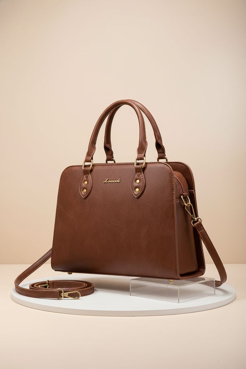 LOVEVOOK vintage handbag displayed elegantly on a cream backdrop, highlighting its design and hardware.