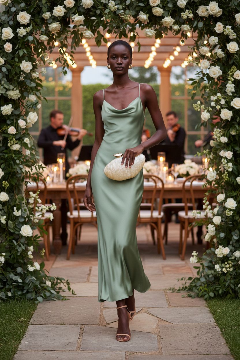 NEWROGENG marble evening bag with gold hardware, set against a floral arch