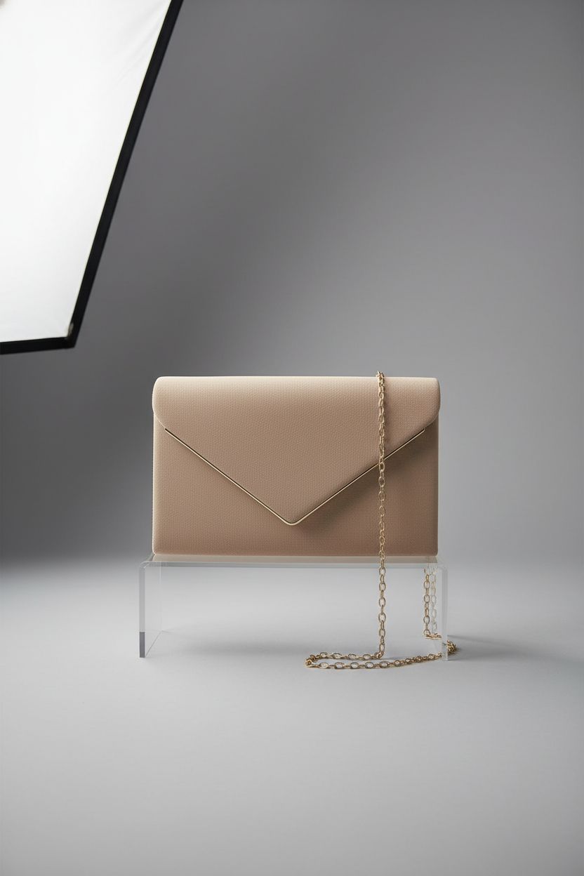 BBjinronjy taupe suede clutch showcasing texture and design features