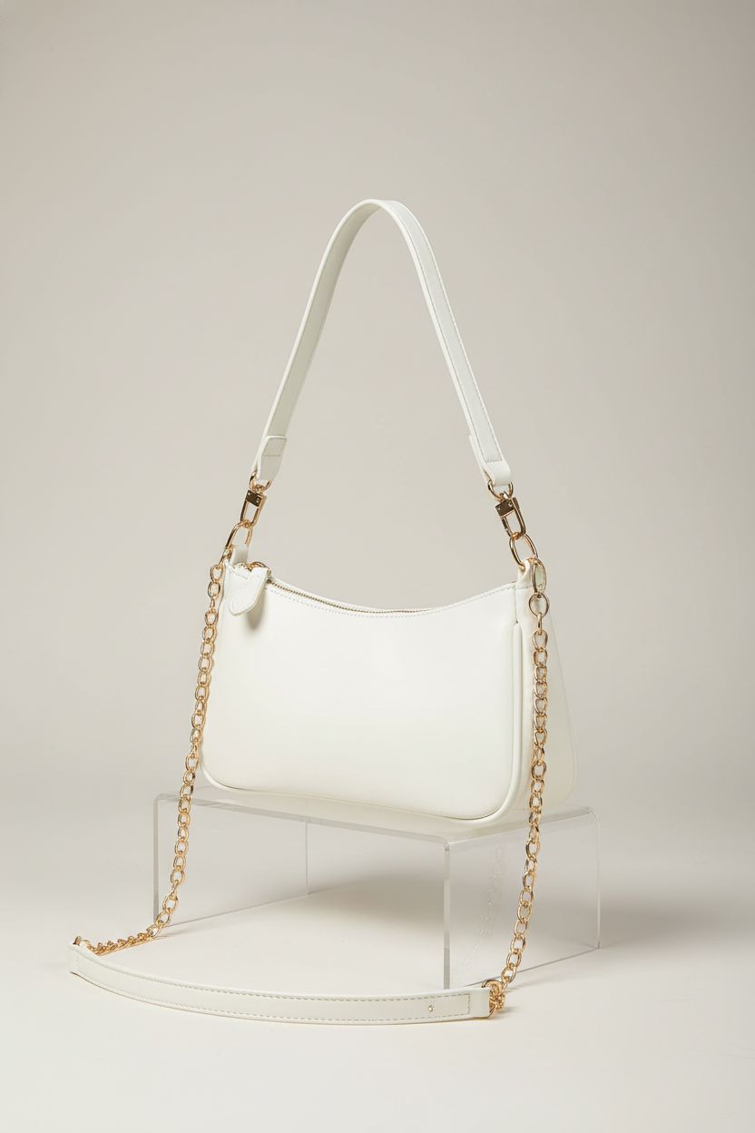 VODIU white leather handbag showcasing craftsmanship on display