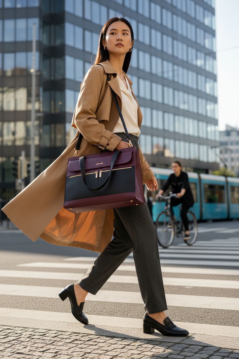 LOVEVOOK tote bag for women, carried elegantly with a crossbody strap, ideal for the office.