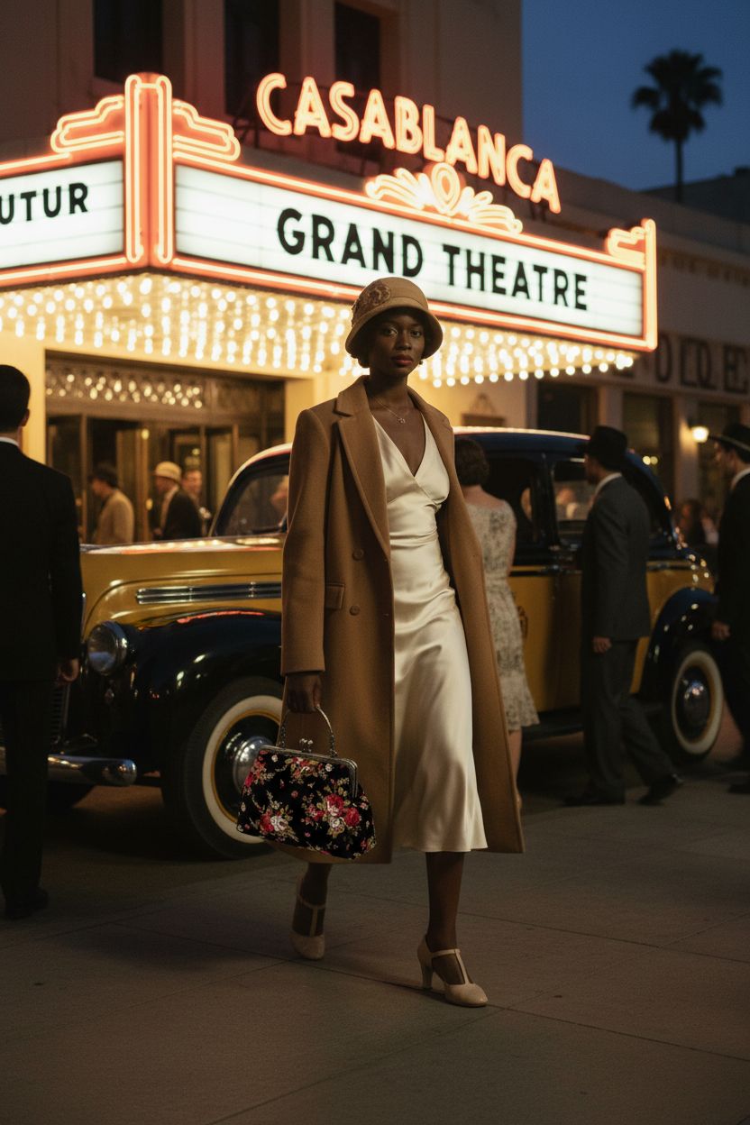 1930s floral kiss-lock purse by Abuyall, captured at an Art Deco theater, stylish evening accessory.