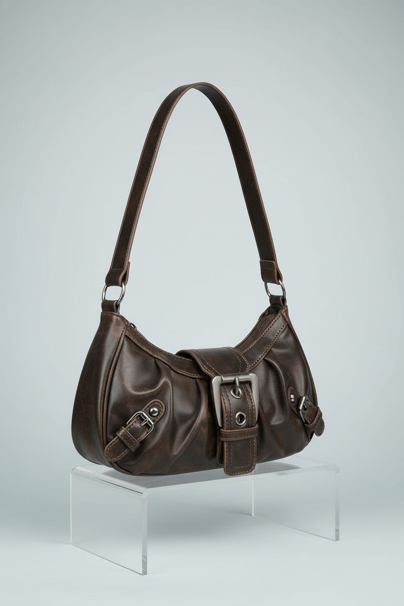 Close-up of Verdusa's brown hobo shoulder bag, highlighting its craftsmanship and details.
