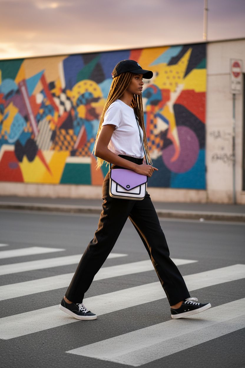 Xugq66 3D Cartoon Crossbody Bag with purple flap, ideal for trendy street style.