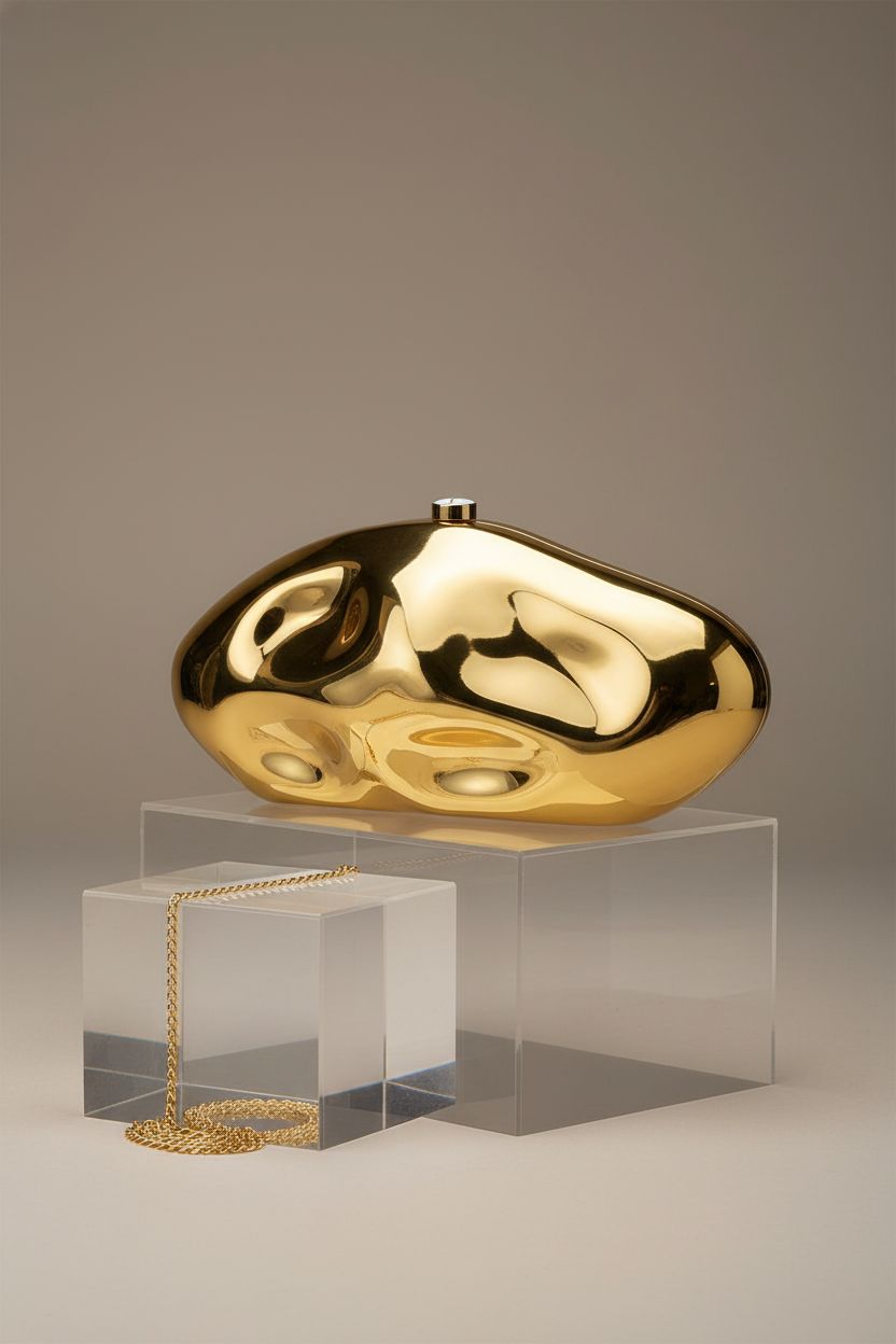 NEWROGENG acrylic clutch purse on gray backdrop, showcasing its stunning craftsmanship and style.