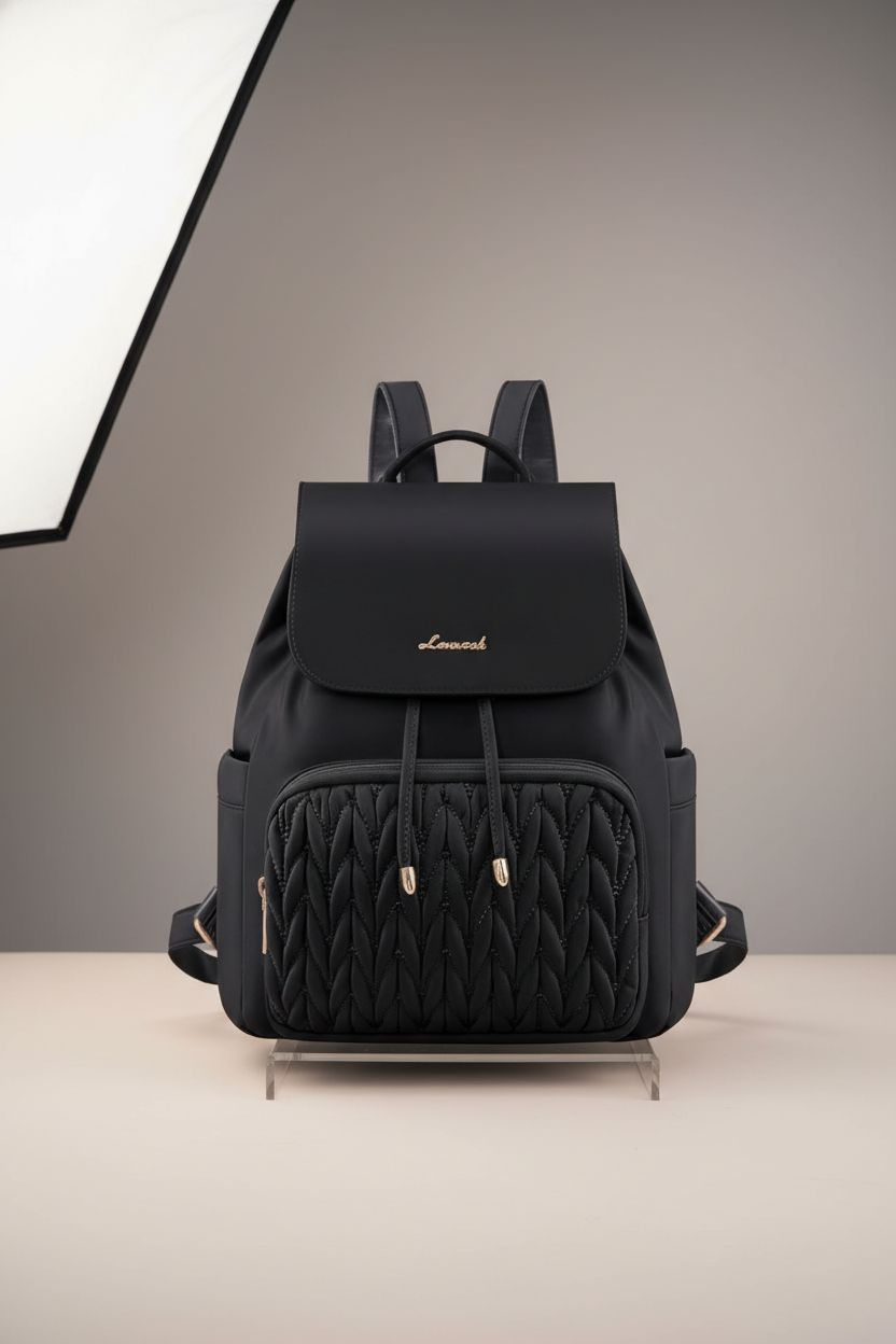 Close-up of LOVEVOOK Mini Backpack highlighting its quilted fabric and clean silhouette