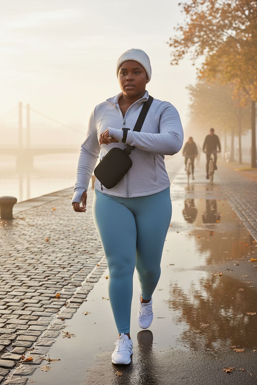 WITROMAN black crossbody bag on a runner, secure fit during an active lifestyle.