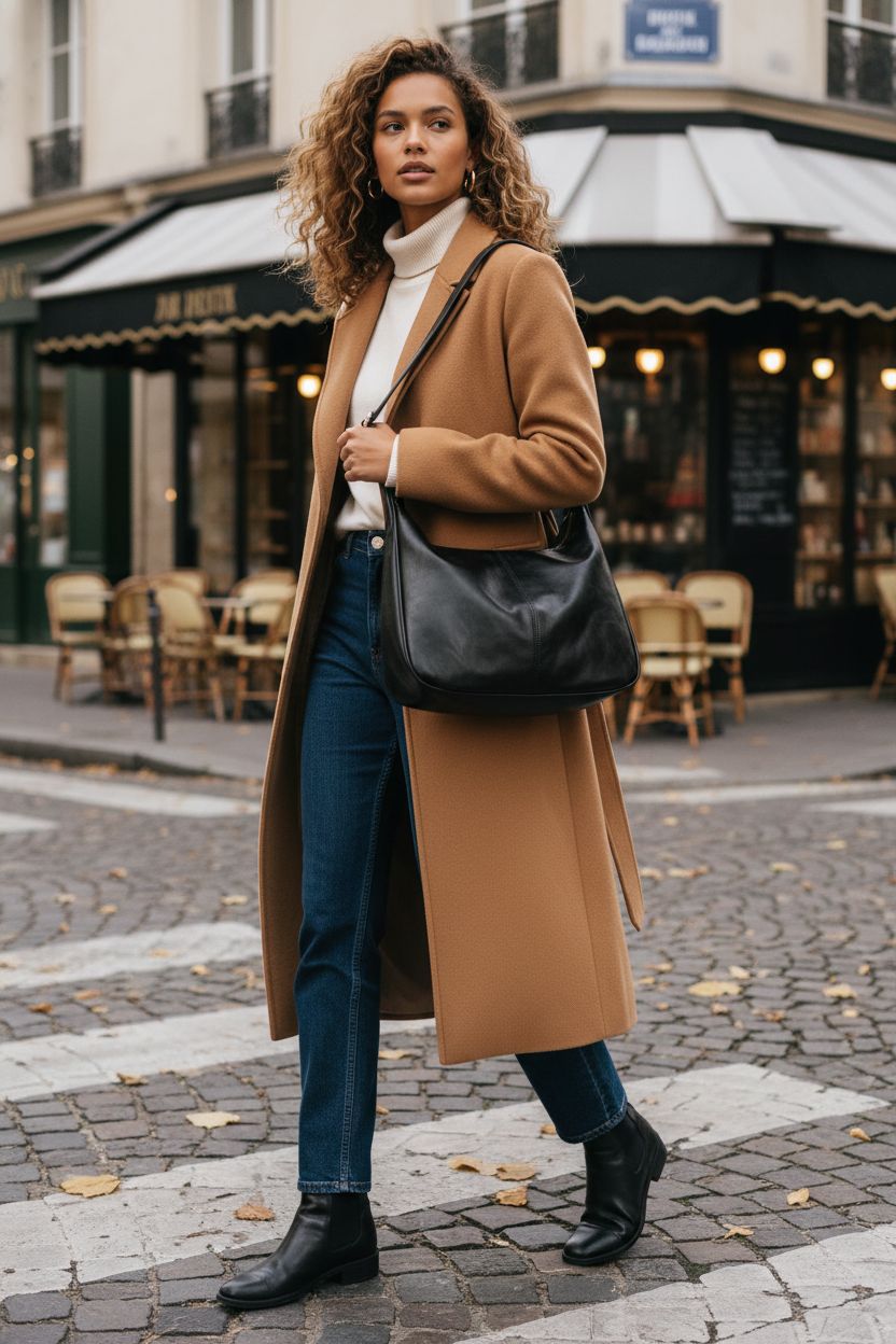 Stylish black Sightor hobo bag on shoulder in casual chic setting, perfect for everyday use.