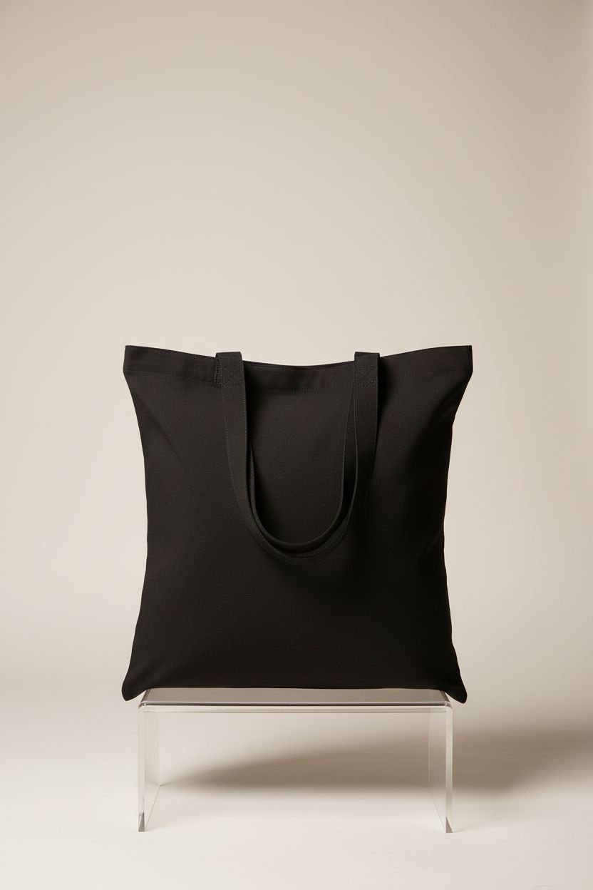 Zenloria black tote bag showcasing quality and design in a studio