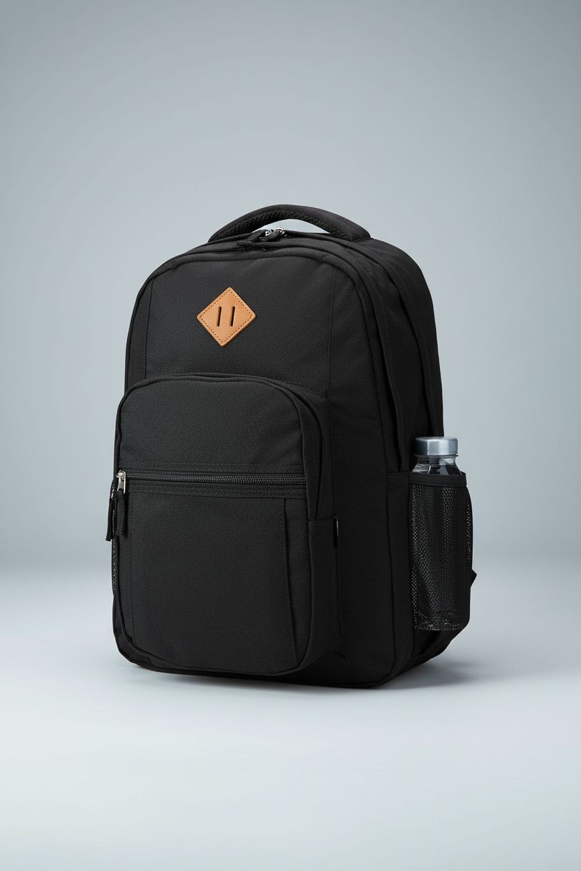 abshoo black backpack featured in studio, highlighting quality materials and padded straps