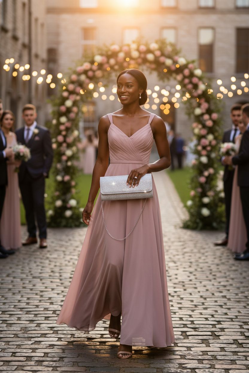 lovyoCoCo sparkling bridesmaid clutch in golden-hour light, perfect for weddings