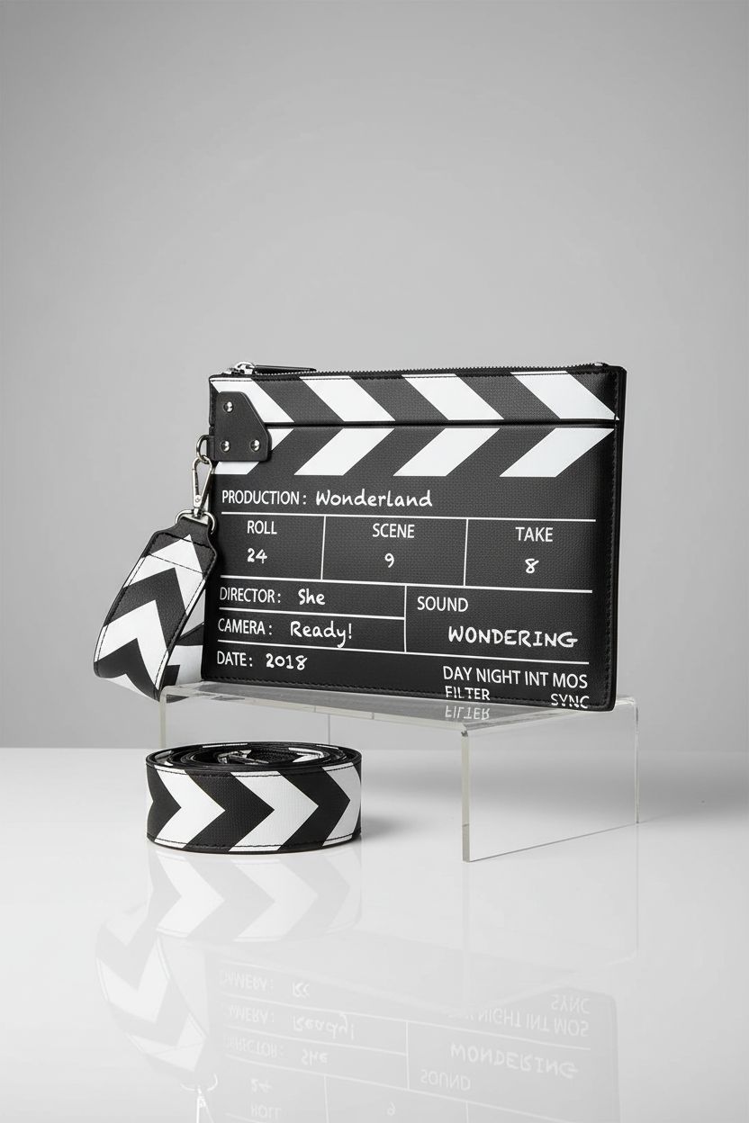 Close-up of ModaBay clapperboard bag showcasing its unique design and texture.