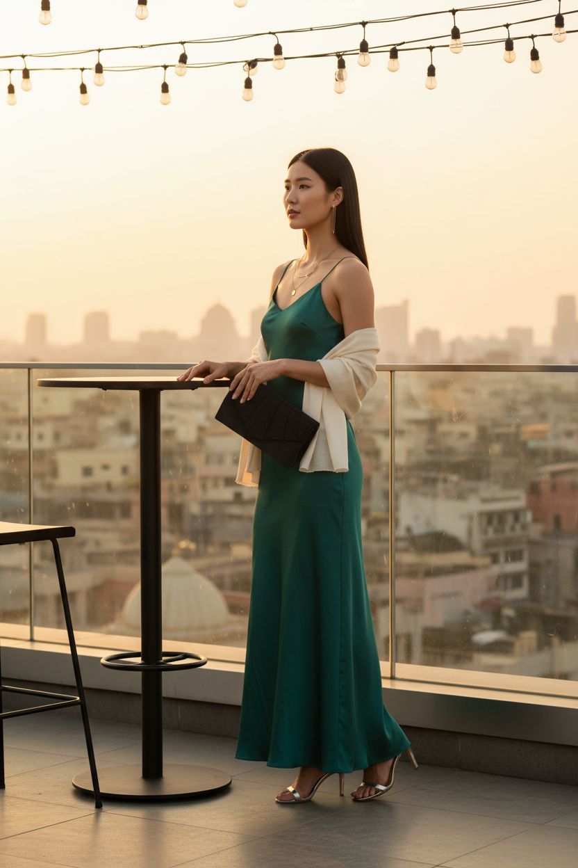 Stylish BBjinronjy black suede clutch purse on a rooftop at golden hour, perfect for weddings