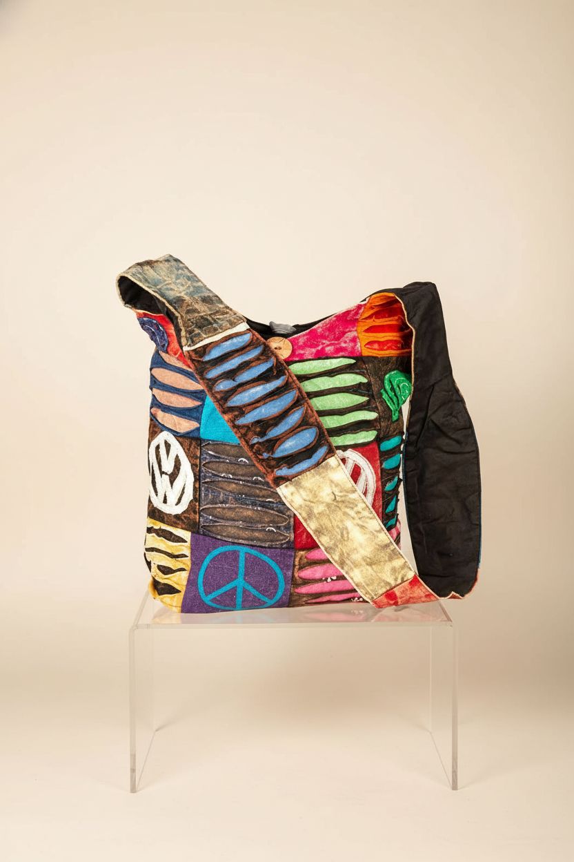 Product image of Tribe Azure colorful shoulder bag highlighting its unique design.