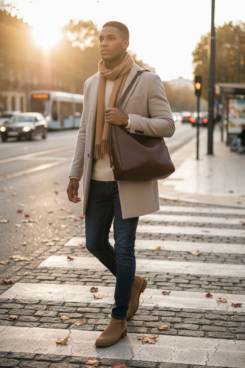 Ruvafeny dark brown vegan leather backpack purse worn across the body, ideal for commuters.