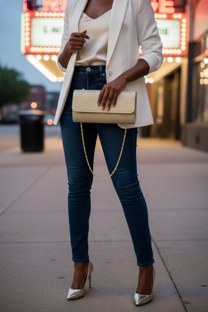 Gold lovyoCoCo evening clutch purse with flap closure and chain, perfect for parties.