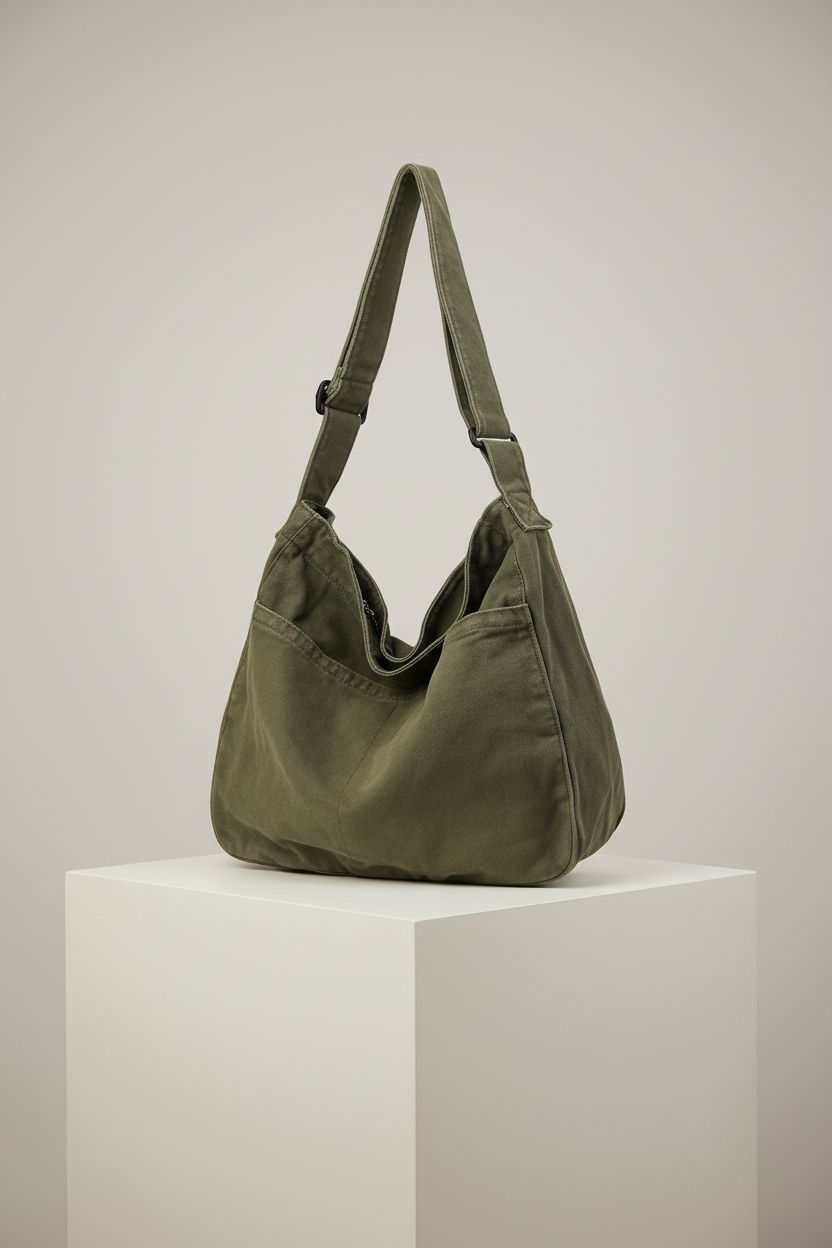DAINAOTM Canvas Tote Hobo Bag featured in a clean studio, highlighting its stylish design and features