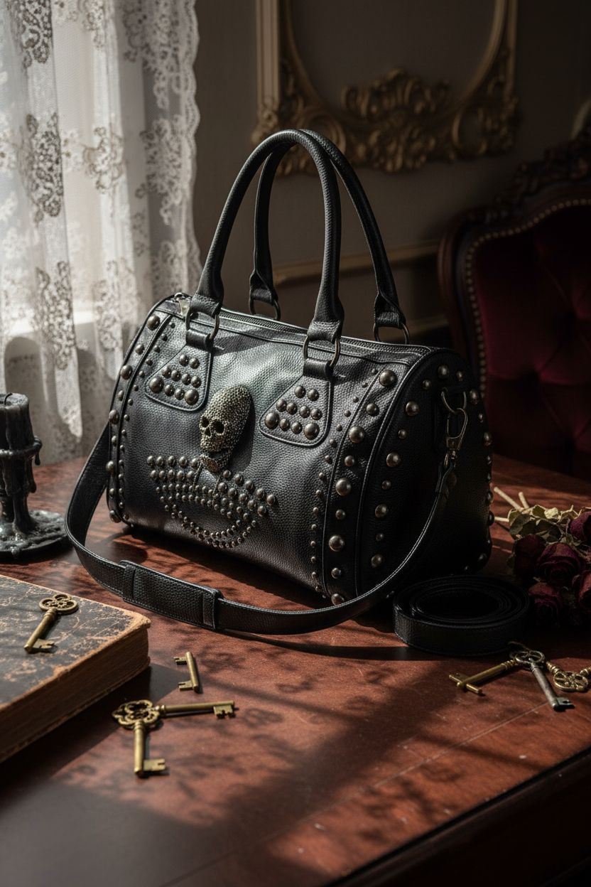 AlwaySky Gothic Handbag in a cozy gothic apartment, ideal for everyday use.