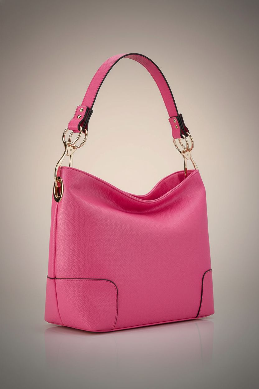 Montana West hot pink hobo bag showcased in a clean studio with spotlight on texture and design.
