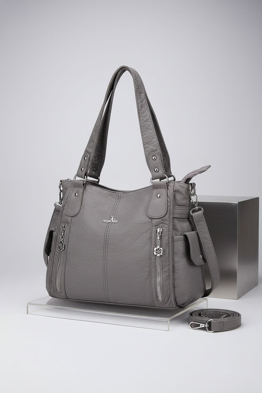 Front view of the Angel Kiss hobo bag on a minimalist background, showcasing its design and functionality.