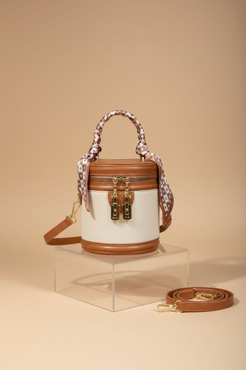 BEUHITO Retro Bucket Bag on a seamless backdrop, showcasing its lightweight design for seniors.