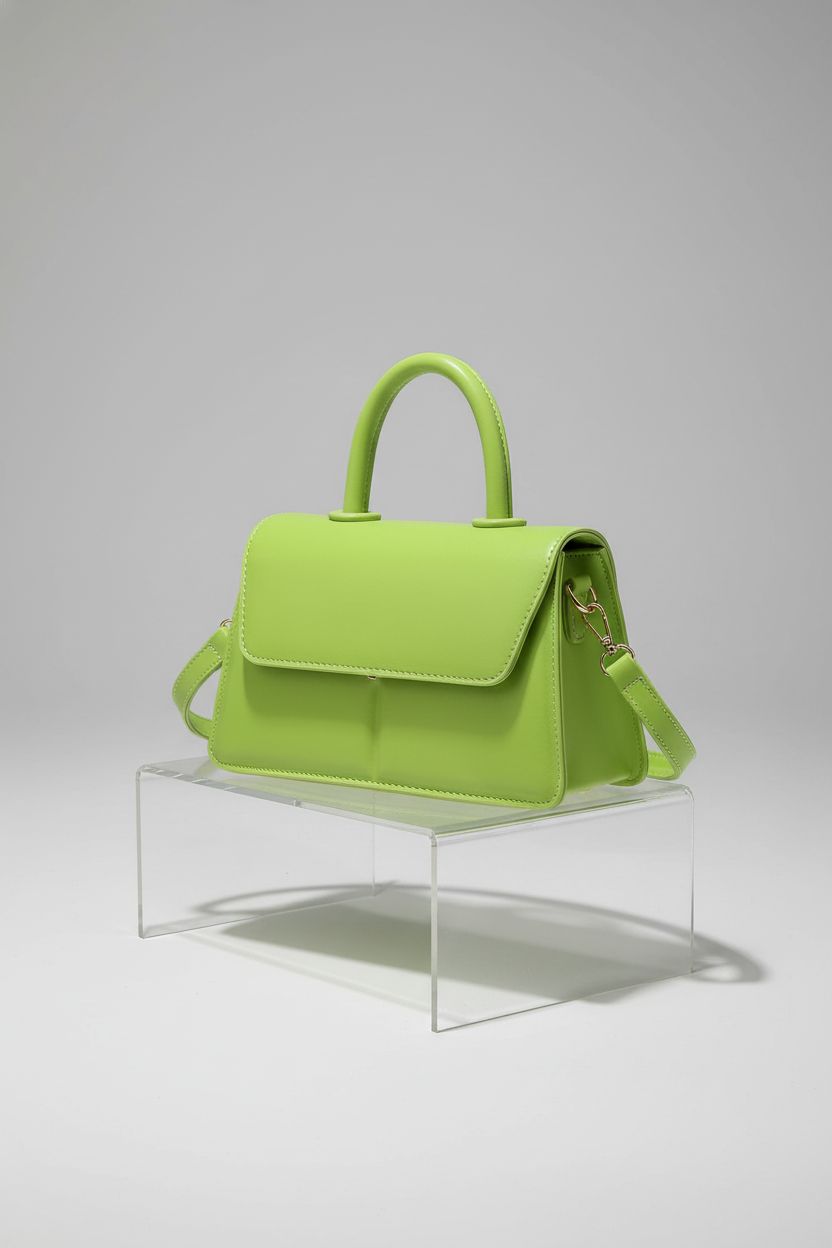 Stylish Tyhtljch lime green purse on a minimal studio backdrop