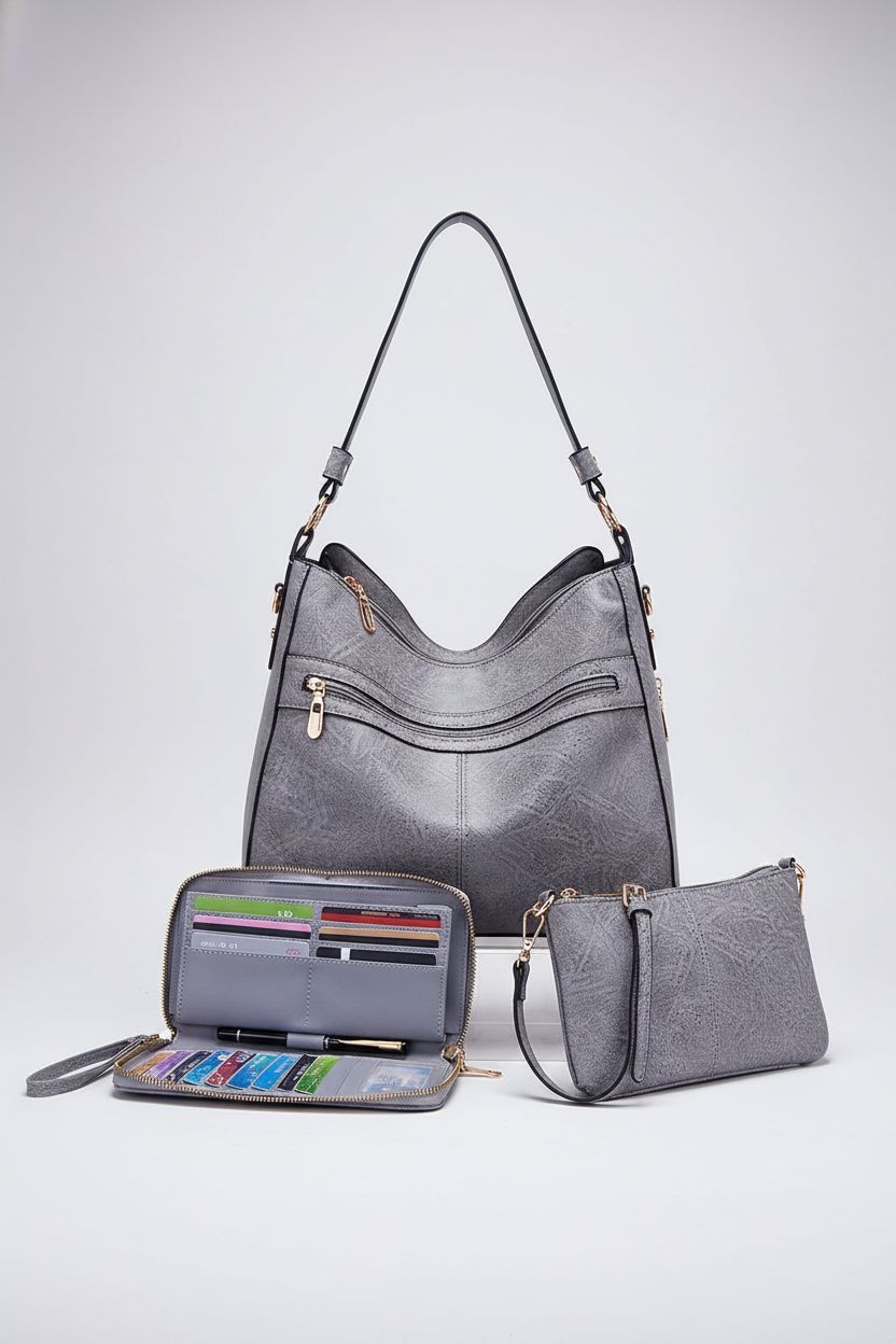 YZAOLL hobo tote and wallet set displayed elegantly in a clean product setup