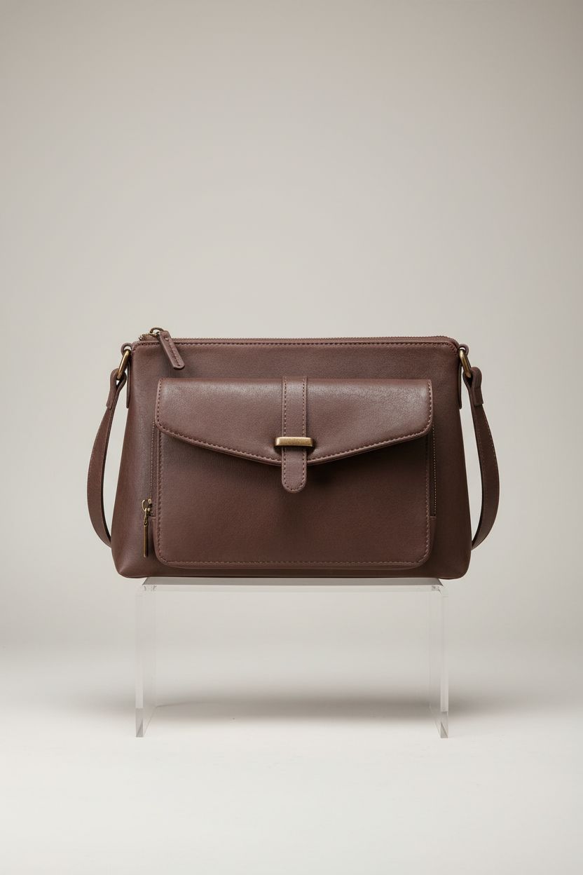 Befen medium size crossbody bag showcasing premium coffee-brown leather craftsmanship.
