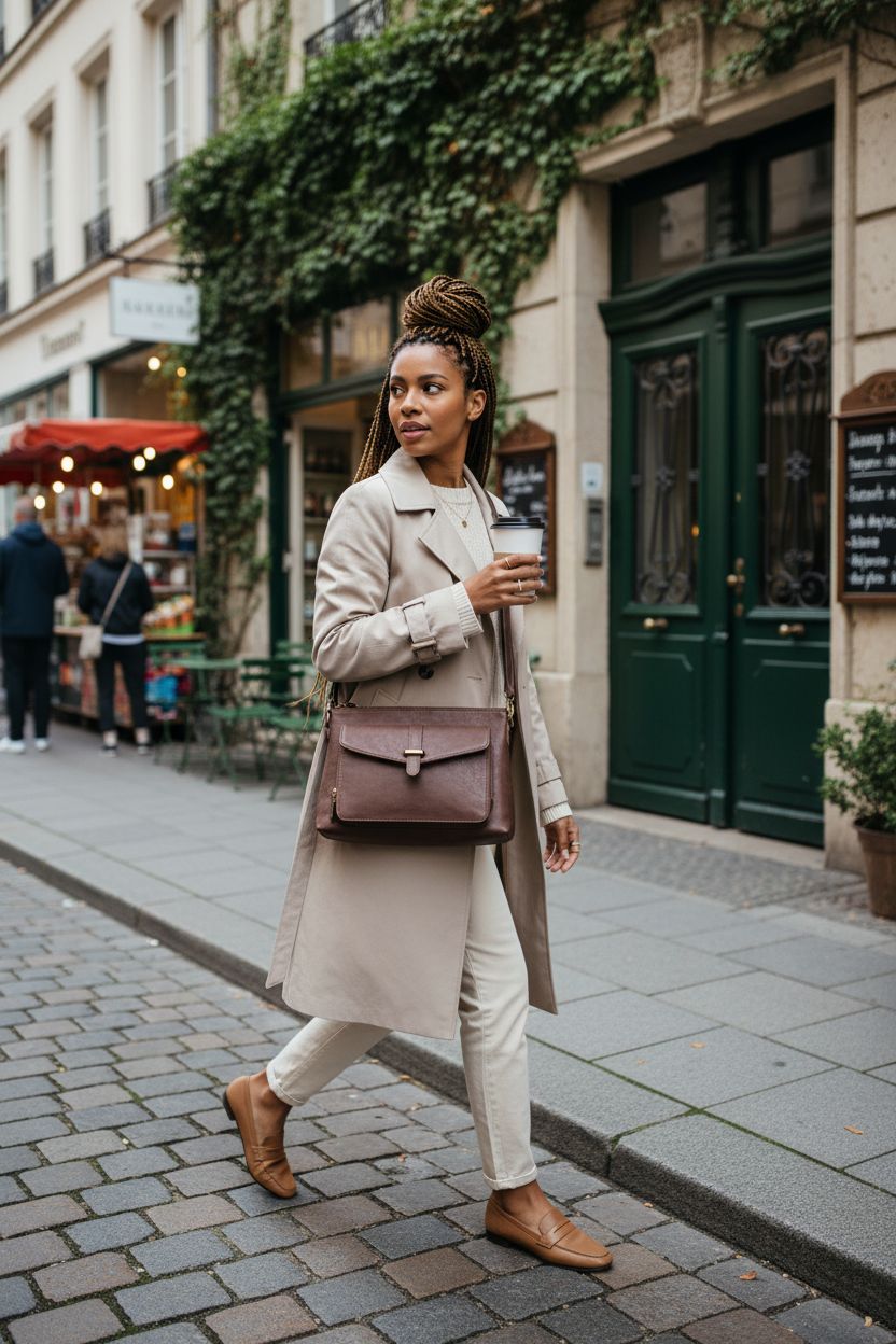 Befen coffee-brown leather crossbody bag styled for urban travel with adjustable strap.