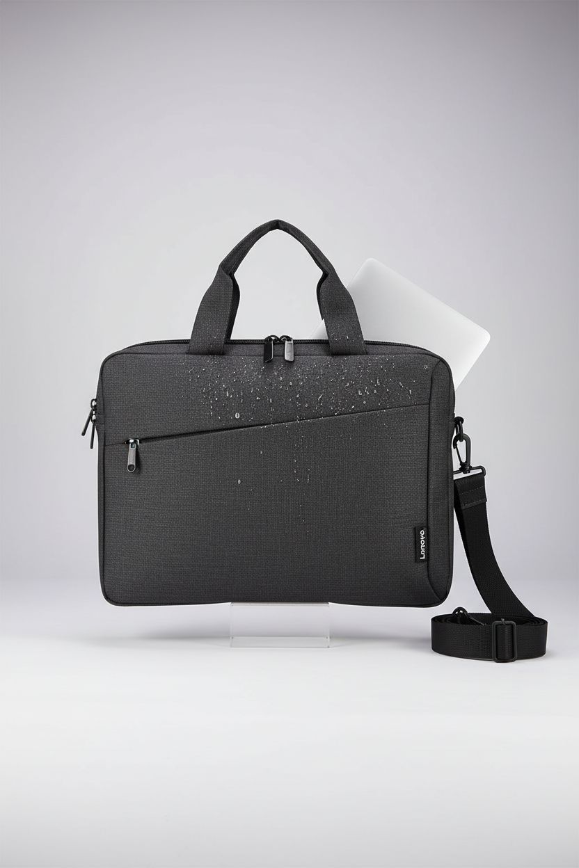 Lenovo T210 messenger bag showcased on a studio sweep with water-repellent features.
