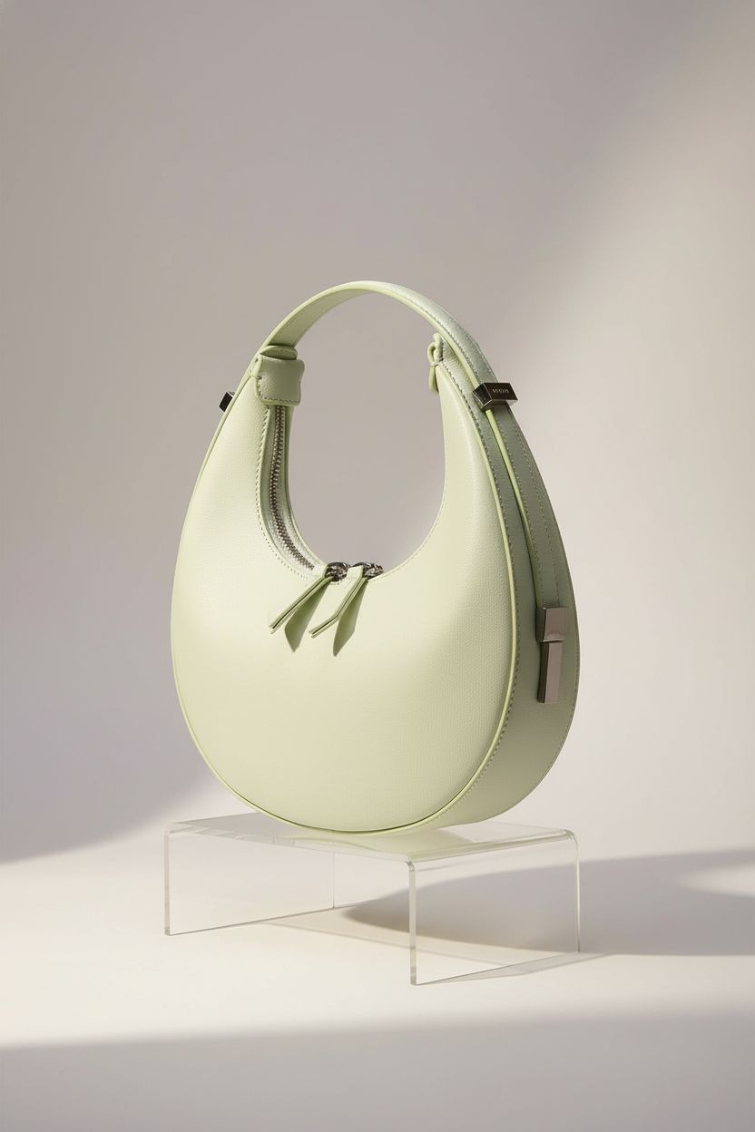 Detailed view of FantasyBear mint green purse highlighting double zipper and smooth texture.