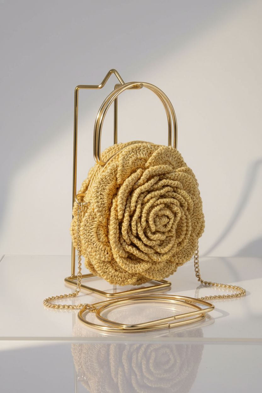 uxcell gold metal purse handles displayed on clean studio set
