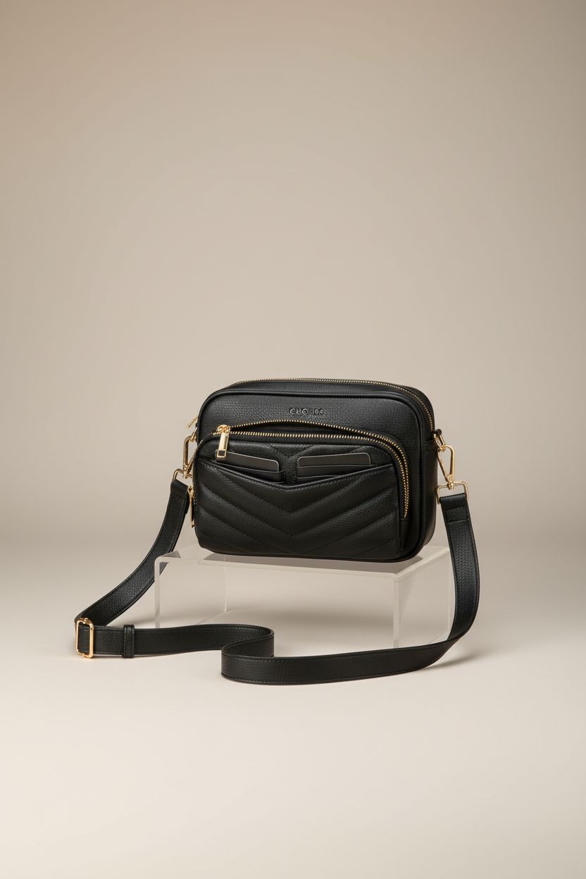 Detailed view of CHOLISS crossbody bag with open wallet pocket and premium finish.