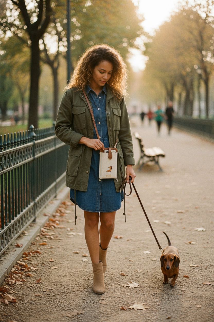 Chushui crossbody bag featuring dog design, ideal for park visits and casual outings.