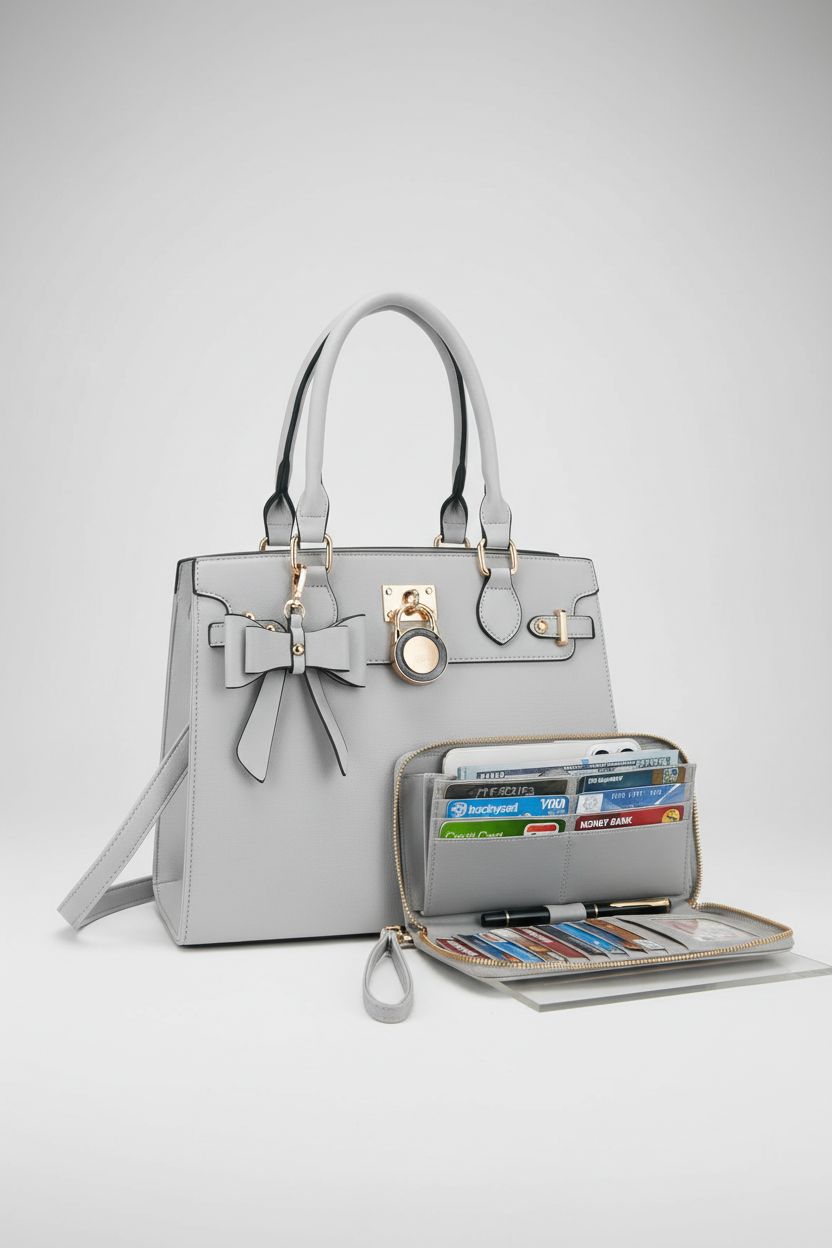 Qiyuer handbag set displayed in a clean studio, emphasizing quality and design.