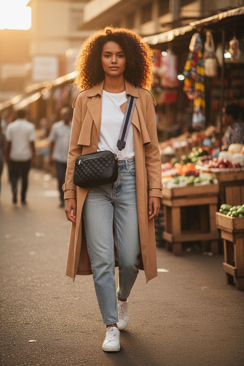 FYY quilted black crossbody bag with striped strap, ideal for hands-free shopping adventures.
