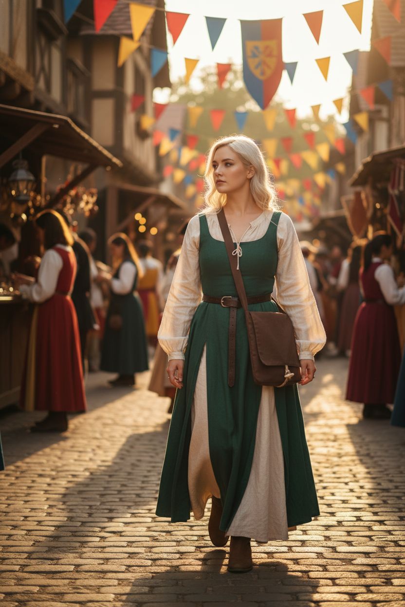 PROCOS Viking Canvas Shoulder Bag worn crossbody at a Renaissance faire.