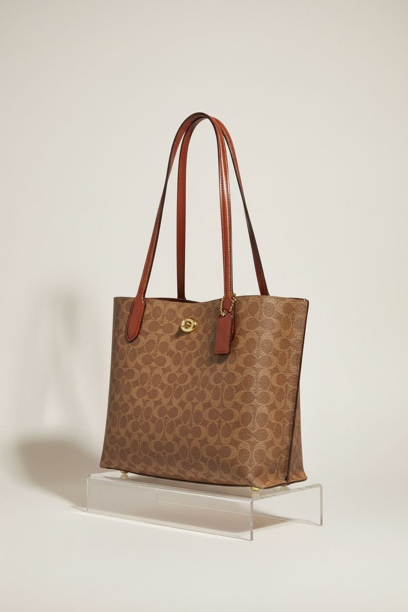 COACH Signature Willow Tote displayed on a clean backdrop, highlighting its elegant design and materials