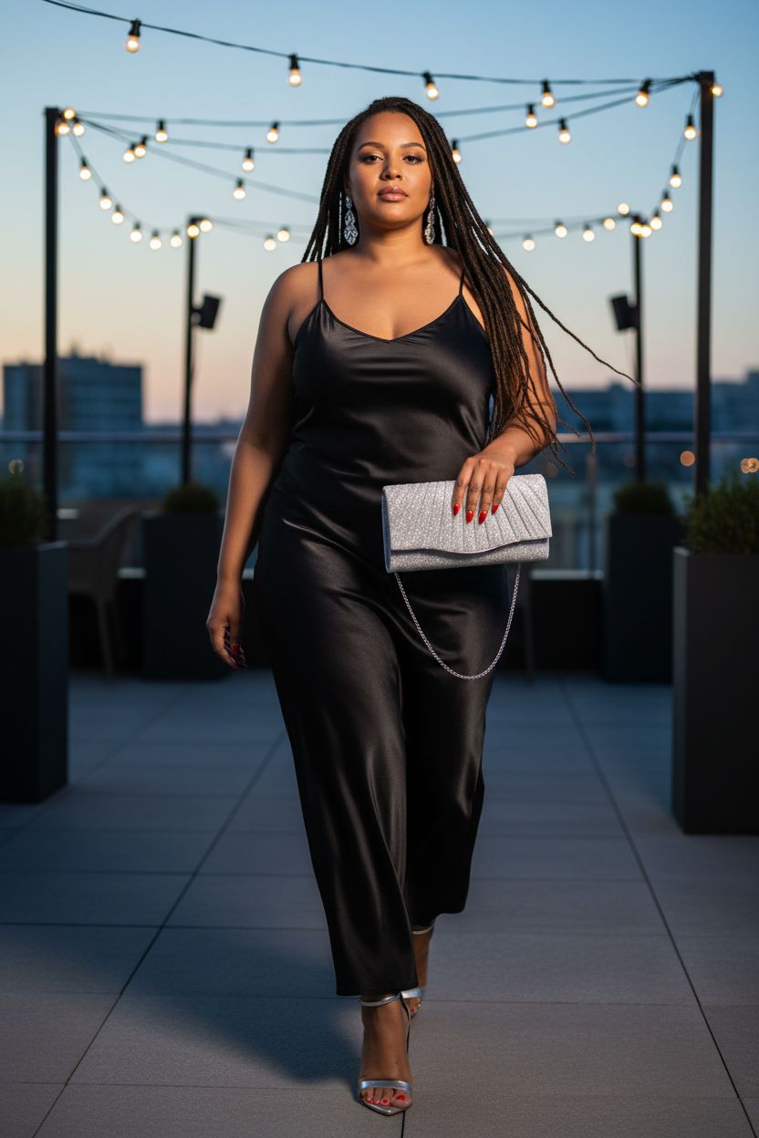 Silver evening clutch purse by lovyoCoCo, featuring sequins and satin, perfect for formal events.