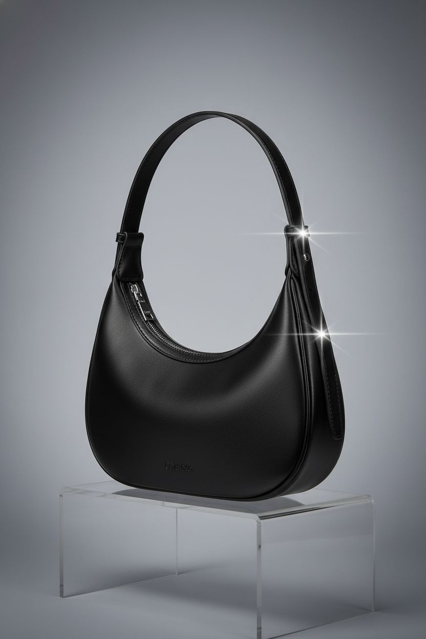 CHOLISS crescent hobo bag with silver hardware, highlighting its craftsmanship and design