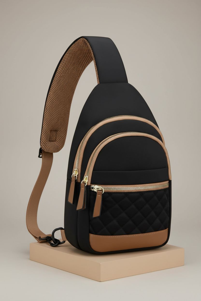 Capolo crossbody sling bag featuring sleek zipper design and durable nylon material against a neutral backdrop.