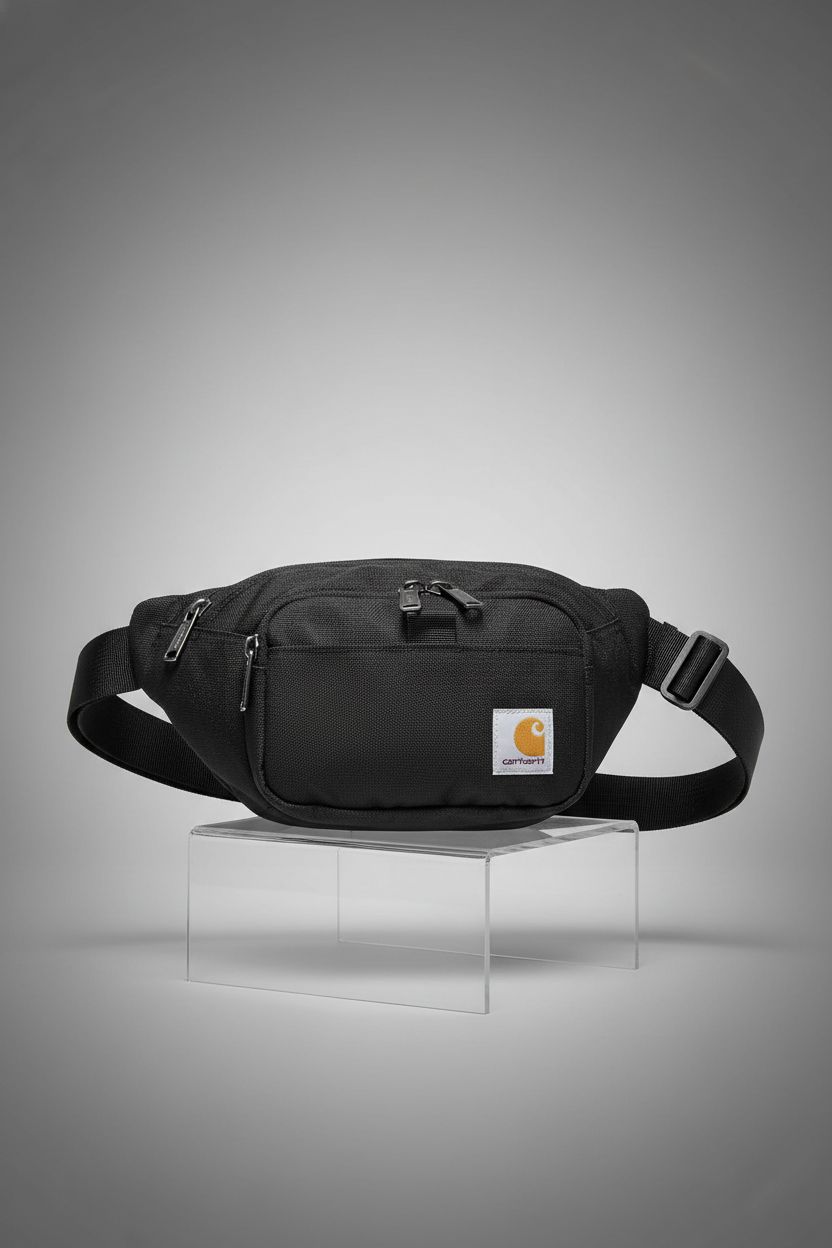 Product shot of Carhartt Classic Adjustable Sling Bag, emphasizing its texture and adjustable strap.