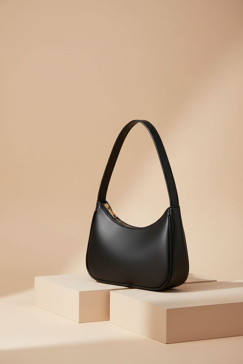 Product shot of CYHTWSDJ small black purse highlighting its sleek design and zipper closure.