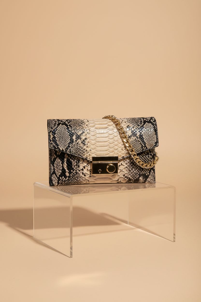 Product image of Generic's snake print crossbody bag showcasing its detailed craftsmanship.