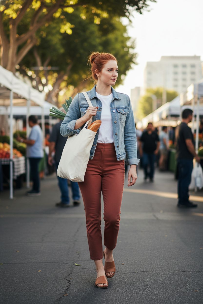 MOLOVA canvas tote bag filled with leeks and baguette at farmers market