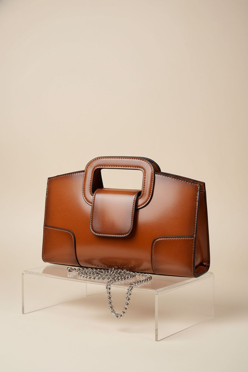 ZLM BAG US glossy PU leather vintage handbag with magnetic flap and chain